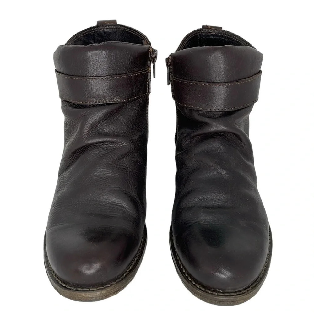 Eric Michael Boots Women's 5 Brown Leather Ankle Heel Bootie Zip Round Toe